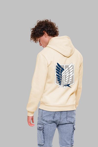 Nyda Collections Attack On Titan Printed Unisex Φούτερ με κουκούλα μεγάλου μεγέθους - Μακρυμάνικο, βαμβακερό