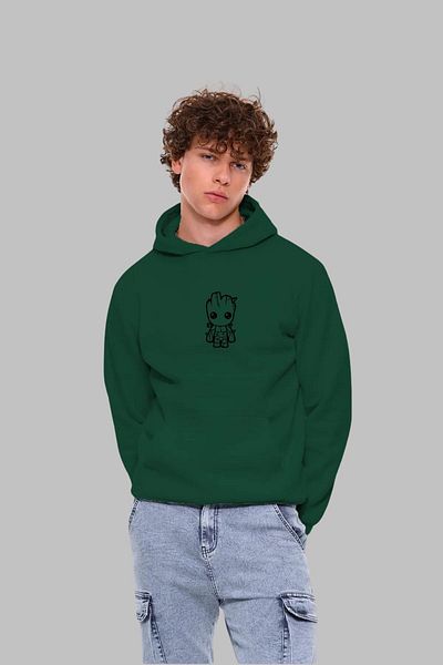 Nyda Collections Φούτερ Unisex Oversize με κουκούλα - Groot Printed, Μακρυμάνικο, Βαμβακερό
