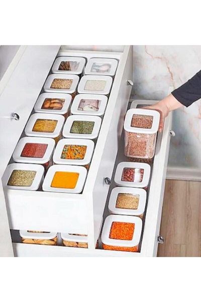 VİP AHMET 3 Set of 15 Pieces Vacuumed Square Storage Container
