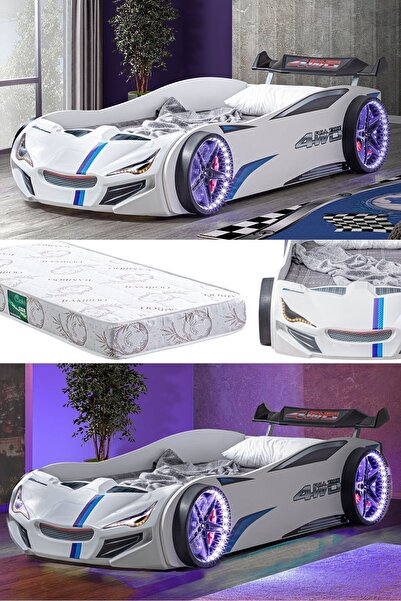 Setay Arabalı Yatak, Merso Rüzgarlıklı Full Ledli Arabalı Yatak - Beyaz 1 Adet Comfort Yatak