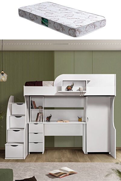 Setay Ranza, Litera Ranza Dolap Çalışma Masası, Beyaz 1 Adet Comfort Yatak