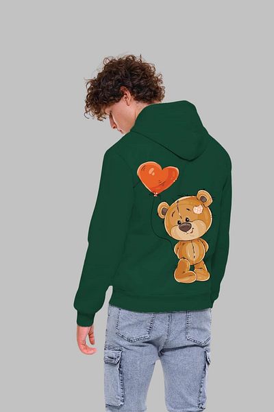 Nyda Collections Φούτερ Unisex Oversize Hooded Teddy Printed Φούτερ - Μακρυμάνικο, Βαμβακερό