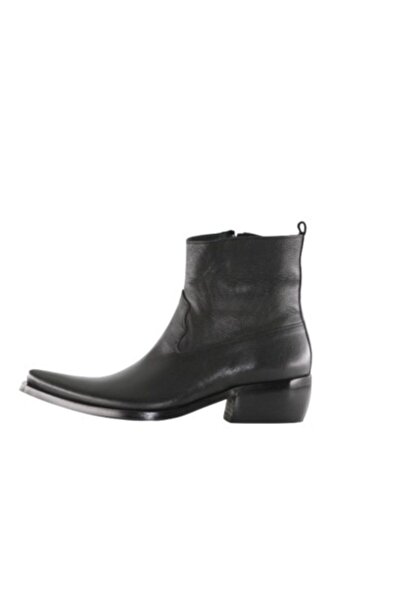 bayscarpa man Erkek Siyah Kovboy Fermuarlı Tüm Yüz Bot Içi Dışı Tek Parça Deri