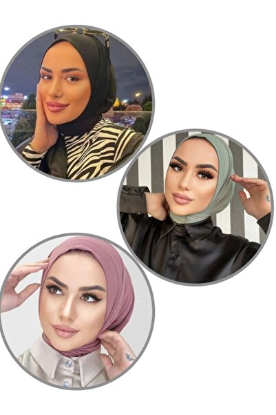 Organic Scarfs Penye Çıtçıtlı Hazır Eşarp Hijap Şal 3'lü Set