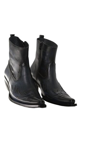 bayscarpa man Kovboy Fermuarlı Bot Lacivert Içi Dışı Hakiki Deri