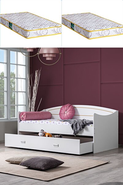 Setay Yavrulu Karyola, Akasya Yavrulu Yatak - Beyaz 2 Adet Comfort Yatak