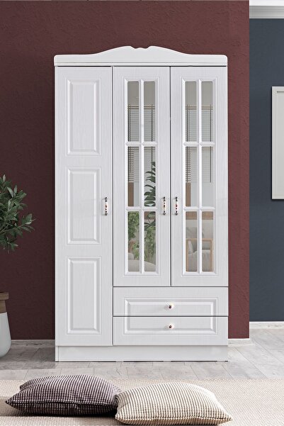 Setay Gardırop, Country West Mdf Ön Yüzeyli 3 Kapılı Dolap - Beyaz
