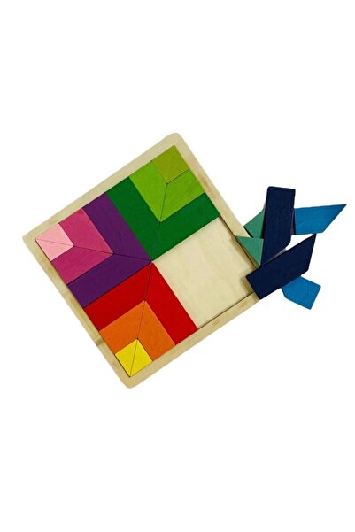 Winnie Baby Ahşap Renkli Tangram 24 Parça Zeka Oyunu Eğitici Oyuncak 18x18cm