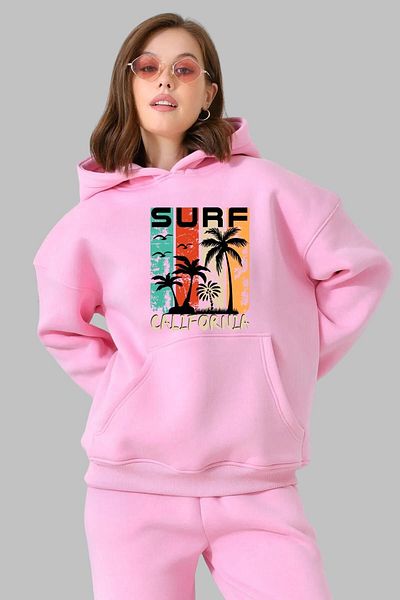 Nyda Collections Φούτερ California Printed Unisex Oversize Hooded - Μακρυμάνικο, Βαμβακερό