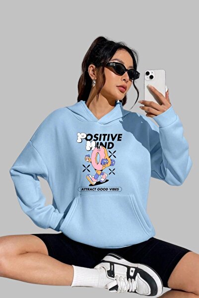 Nyda Collections Unisex majica sa kapuljačom veće veličine - dugi rukav, pozi...