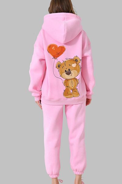 Nyda Collections Φούτερ Unisex Oversize Hooded Teddy Printed Φούτερ - Μακρυμάνικο, Βαμβακερό