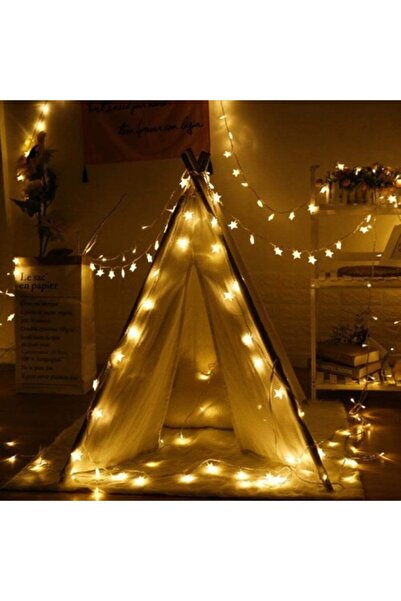 HbTech ضوء زخرفي LED للعام الجديد مع قابس LED بطول 5 أمتار و 20 نجمة