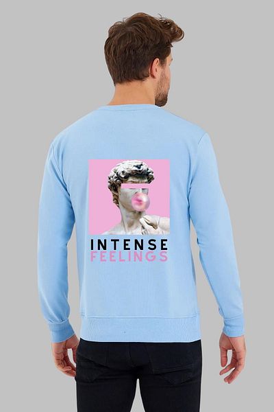 Nyda Collections Hanorac supradimensionat unisex fără glugă cu imprimeu Intense Feelings - mânecă lungă, decolteu