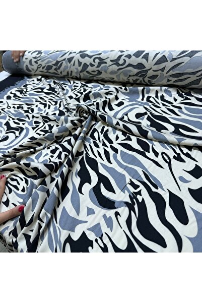 Yaren Ülker İthal Viskon Kumaş %100 Pamuk Eteği Sulu Desenli