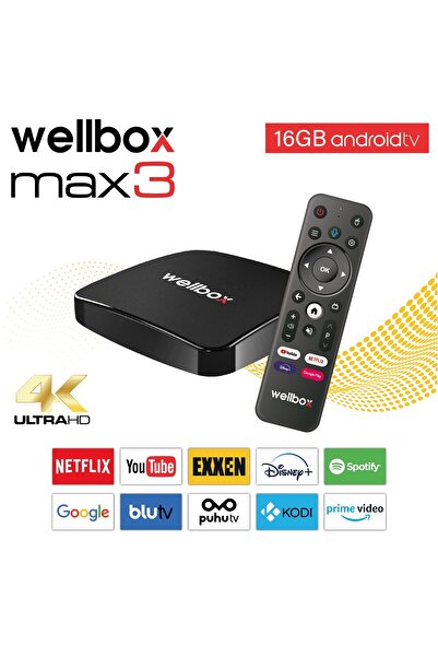 wellbox Max3 Android Tv Box Android 12 Sesli Komut 2gb Ram 16GB Hafıza