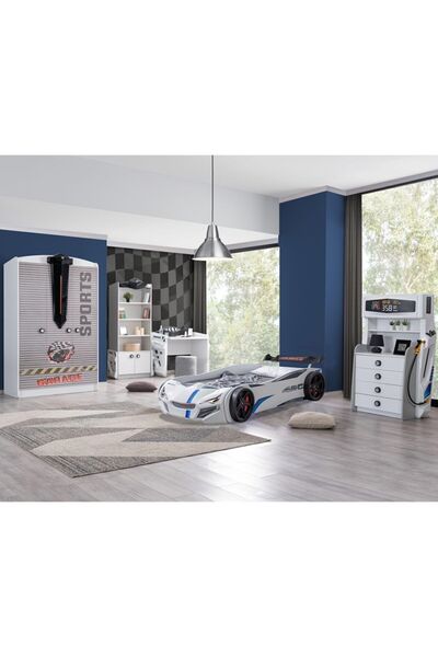 Setay Çocuk Odası - Merso Arabalı Yatak, Sports 3 Kapılı Dolap, Masa, Şifonye...