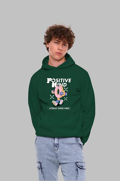 Nyda Collections Φούτερ Unisex Oversize με κουκούλα - Μακρυμάνικο, Positive Printed, Βαμβακερό