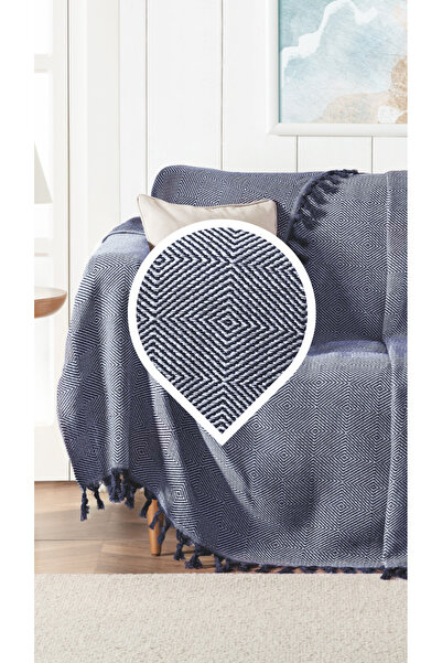 Lux Touch Alin Navy Blue Cotton Tufted Sofa Cover - 170 X 210 cm Sofa Sofa Bed Divan Cover Shawl