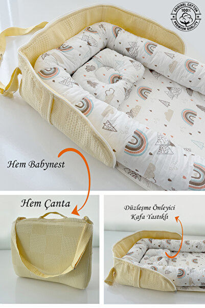 Jaju Baby Sarı Çantalı Babynest Anne Yanı Taşınabilir Babynest Otelde, Seyeha...