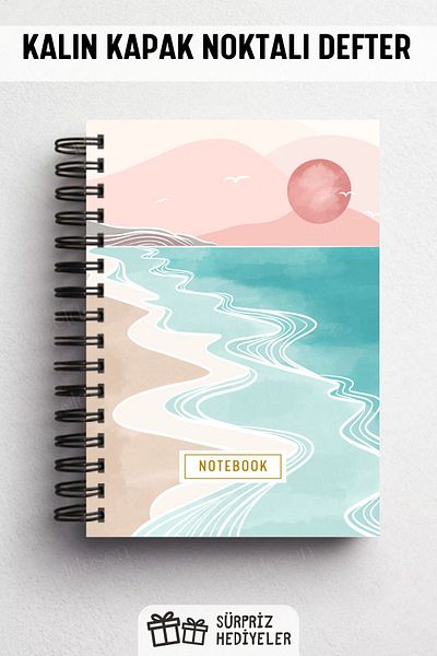 Eldesen Tasarım A5 Size 80 Sheets 160 Pages - Spiral and Thick Cover Dotted Notebook