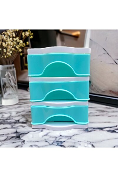 Dore Voir منظم هايلايتر 3 أدراج باللون الأزرق - درج مكتبي من البلاستيك الصلب