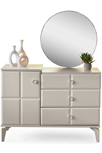 Avm 24 Paris Şifonyer-makyaj Masası-ışıklı Aynalı-mdf-kum Beji-ücretsiz Nakliye