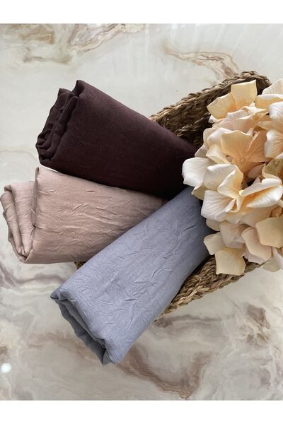 Mode Scarf Tesettür Bambu Kraş 3'lü Şal Seti (acı Kahve-vizon-gri)