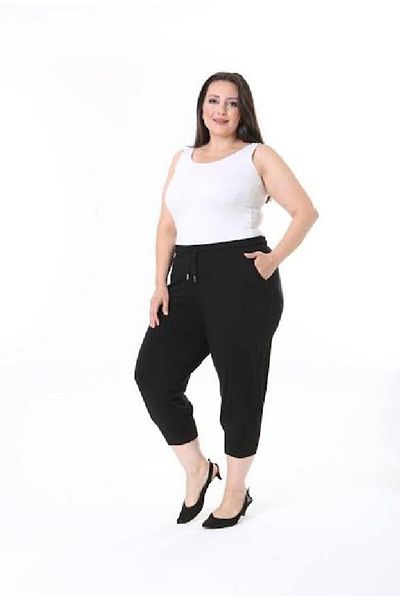 PARKDERİN Large Size Soft Textured, Elastic Waist, Narrow Leg, Baggy Trousers