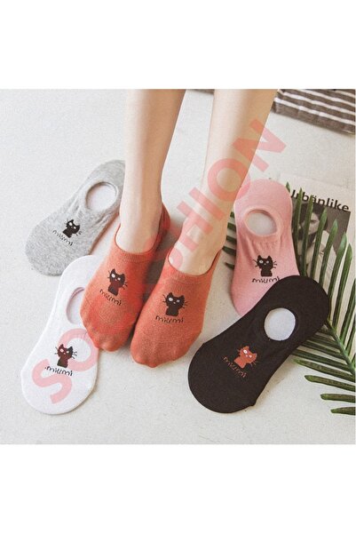 SOCKSHION Γυναικείες αόρατες κάλτσες με σχέδιο γάτας 5 πακέτο | Γυναικείες Αόρατες Κάλτσες | Υψηλής ποιότητας βαμβακερό υλικό |