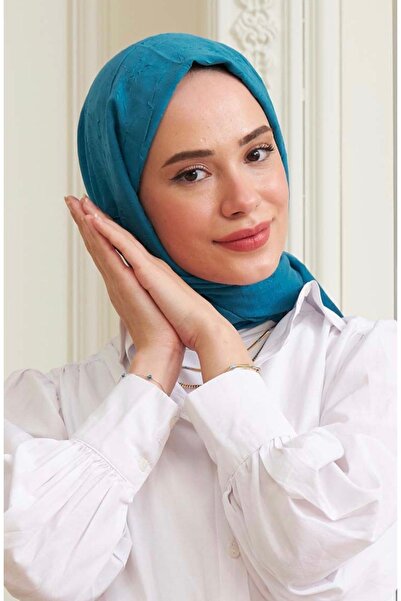 Mides scarf Bamboo Shawl Model-turquoise Blue
