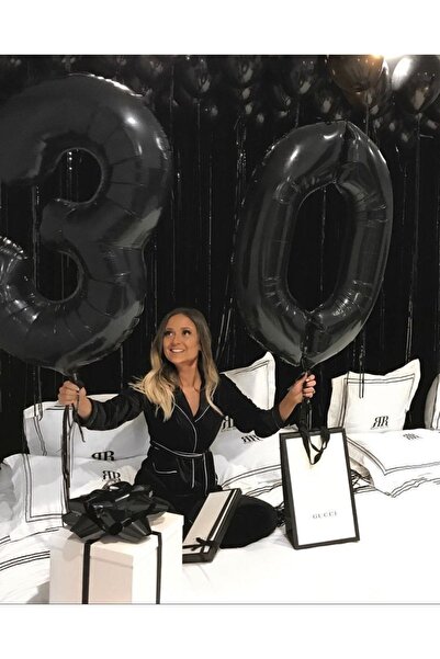 MFM Σετ μπαλόνια με μαύρο φύλλο αλουμινίου για πάρτι 30 ετών