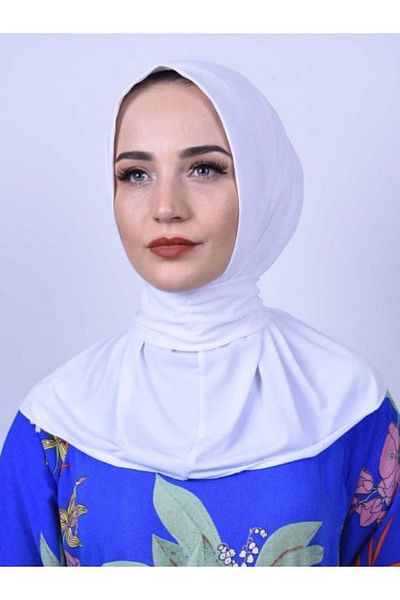 Organic Scarfs Hijabchi Γυναικεία Hijabchi Λευκό κούμπωμα γιακάς Hijap Bone Μοντέλο Κασκόλ