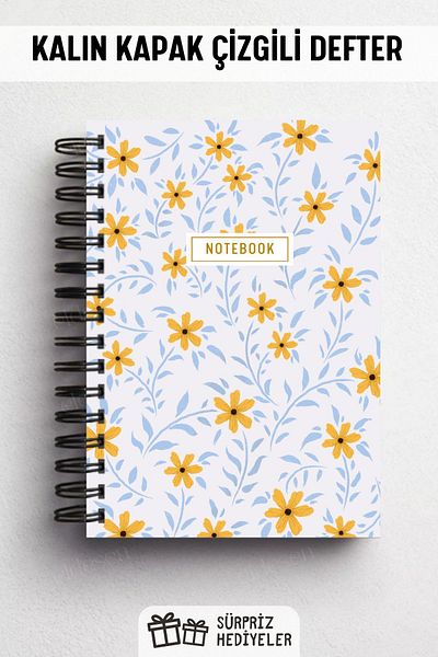 Eldesen Tasarım A5 Size 80 Sheets 160 Sheets - Lined Notebook with Spiral and Thick Cover