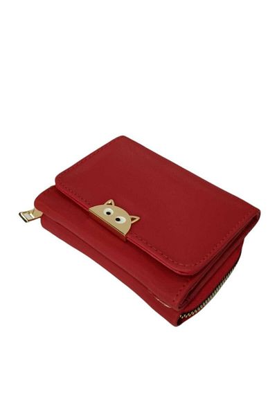 OLLBAGS 1026-Red Women's Wallet with Cat