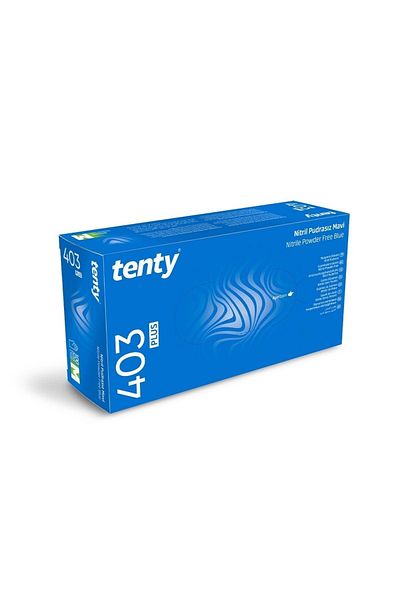 Tenty 403 Plus Nitrile Powder-Free Blue Exam Gloves 2 Packs of 100 (2*100) Small (S) Size