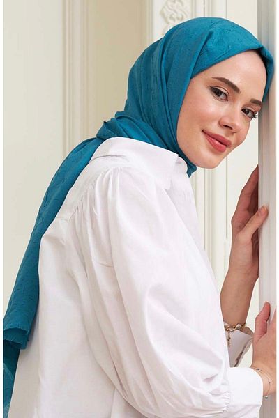 Mides scarf Μπαμπού Kraş Shawl Model-τιρκουάζ Μπλε
