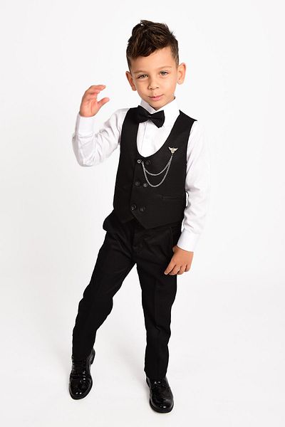 Delfini kids Costum smoking pentru băiat cu vestă și papion