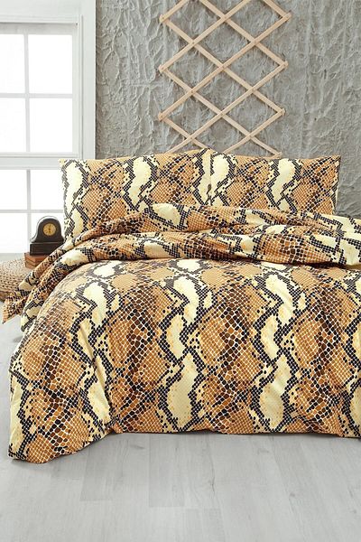 Home&Bath Double Snake Patterned Duvet Cover Set - 100% Cotton - 200x220cm