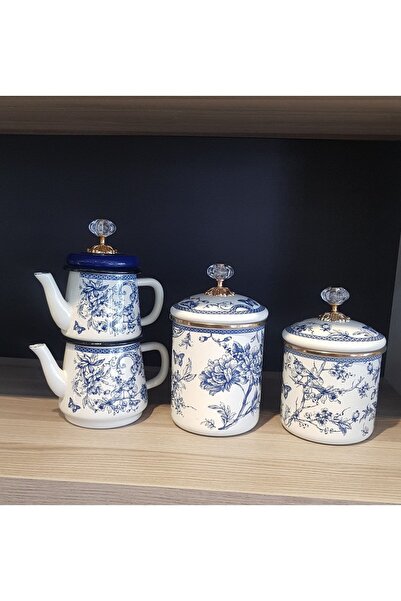 Miss Betty Vintage Blue Emaye Çaydanlık Seti