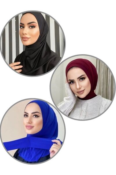 Organic Scarfs Penye Çıtçıtlı Hazır Eşarp Hijap Şal 3'lü Set