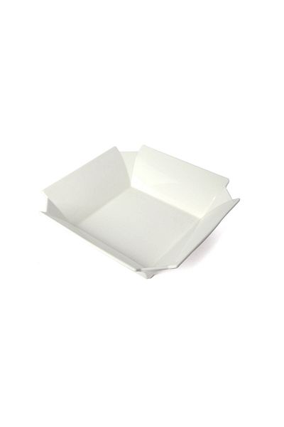 SQUALO Elegant Porcelain Deep Square Bowl with Telted Edges - White - 25x25cm - A24444