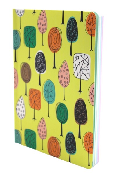 Kırtasiye Ofisi 15 X 21 Cm Leaf Lined Backdrop Colorful Notebook Trees