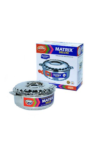 AL-Sahah Matrix Stainless Steel Food Container - 1 Liter - Silver