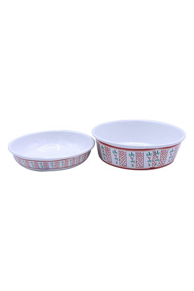 Bin-Shihoun Abomar 9-Piece Porcelain Bowl Set White/Green/Red