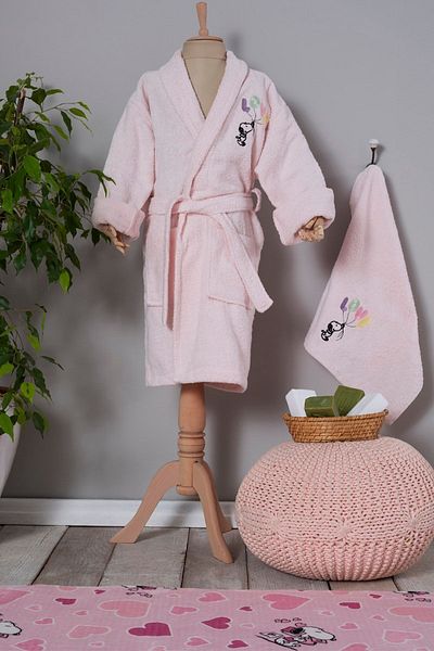 PEANUTS By Karaca Home Love Powder Embroidered Children's Bathrobe Set 4-6 Years