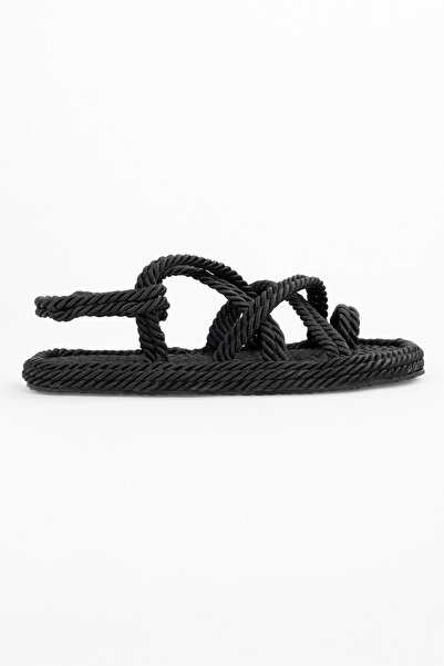 Shoeberry Avante Black Straw Women's Sandals