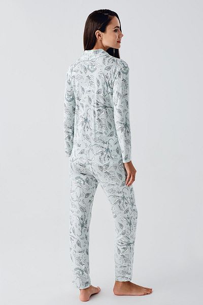 Artış Patterned Viscous Pajama Set - Long Sleeve and Buttoned