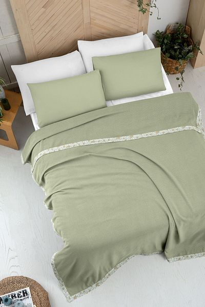 Evim Double Pique Set - 100% Cotton, Edge Piping, 200X220 cm