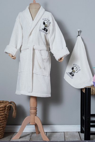 PEANUTS By Karaca Home Cute & cuddly Offwhite Κεντημένο Παιδικό Μπουρνούζι Ηλικίας 6-8
