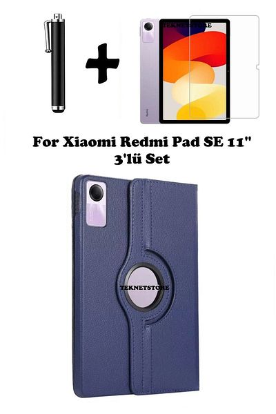 TEKNETSTORE Xiaomi Redmi Pad Se 11 Inch Tablet Compatible 360 Rotating Pu Leather Case Set with Sleep Mode